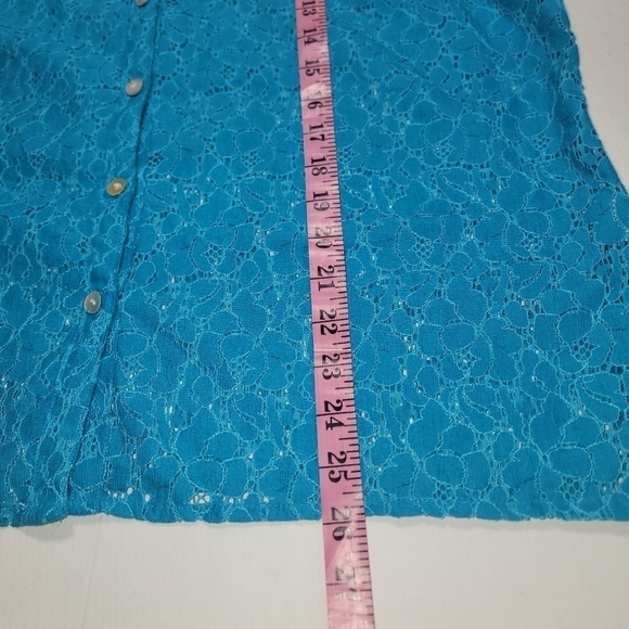Valerie Stevens Women’s teal Blue Lace Lightweight Button Up Blouse shacket XL - Picture 5 of 12